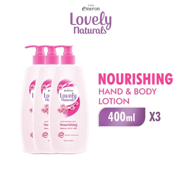 Emeron Lovely Naturals Hand & Body Lotion Nourishing Sakura 400 ml x3